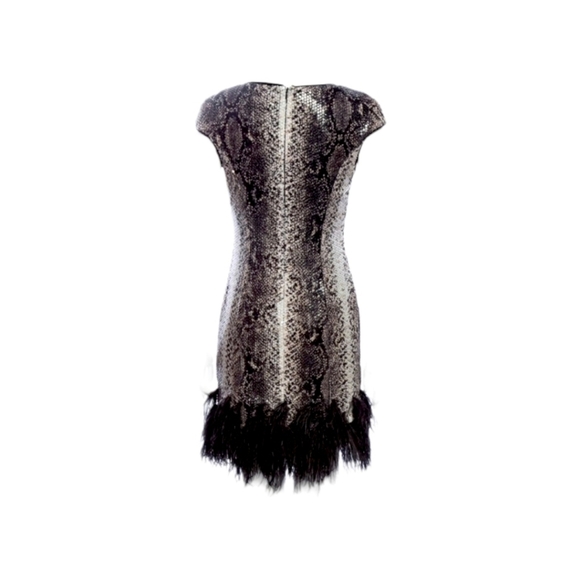 Mikael Aghal Ombre Snakeskin Sequin Feather Dress - Picture 2 of 8